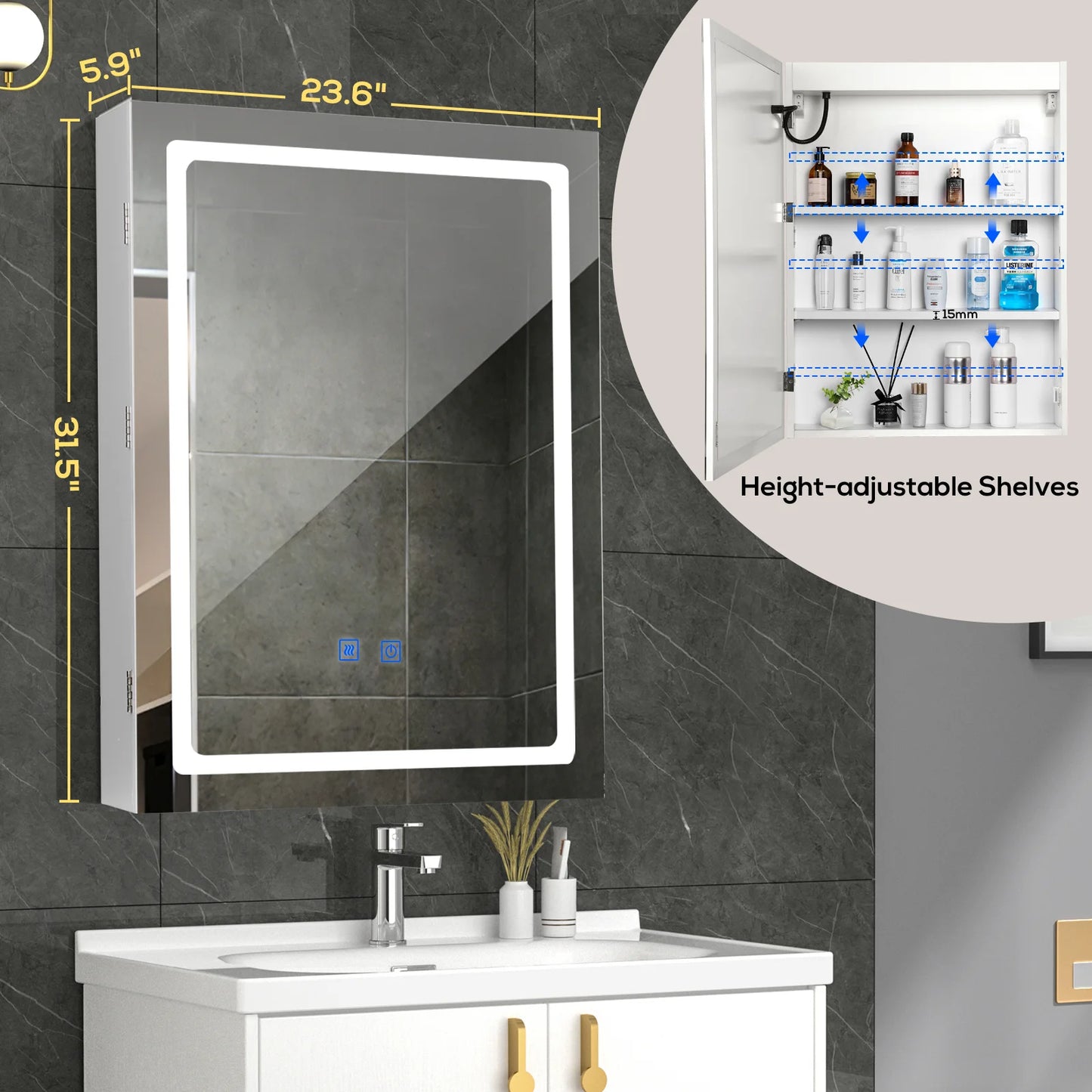 VOWNER LED Mirror Medicine Cabinet