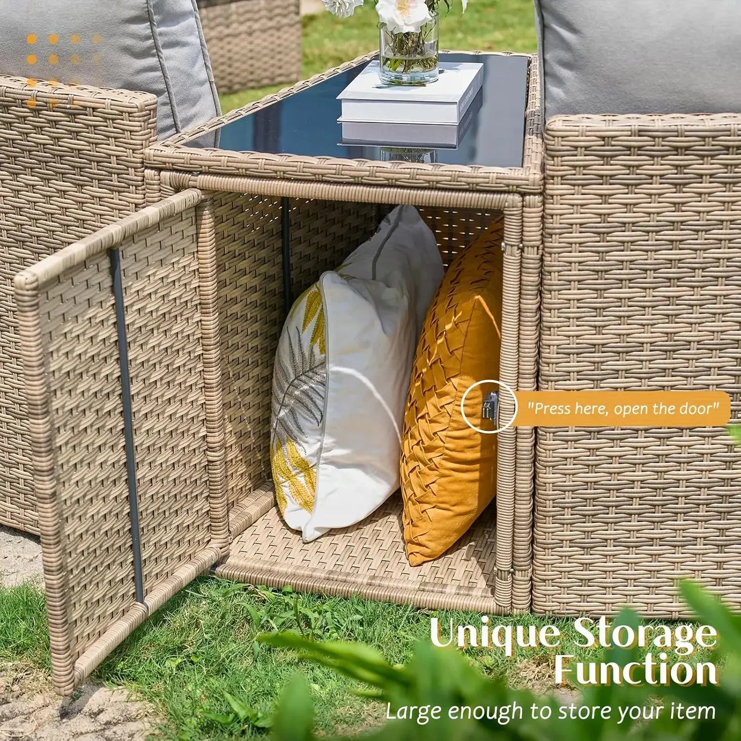 11-Piece Round Half-Moon Patio Set with Storage Table