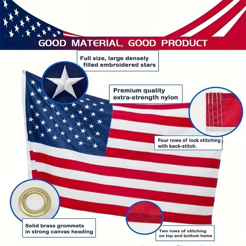 Heavy Duty American Flag – Embroidered Stars & Brass Grommets