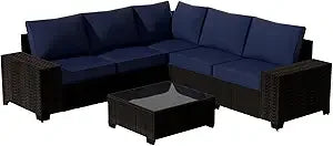 6-Piece Outdoor Sectional Sofa Set with Cushions & Coffee Table