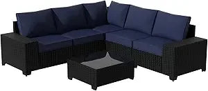6-Piece Outdoor Sectional Sofa Set with Cushions & Coffee Table