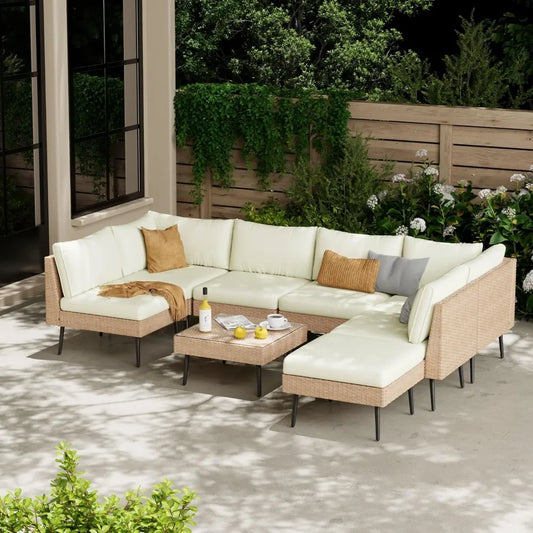 8-Piece Wicker Patio Sectional Set