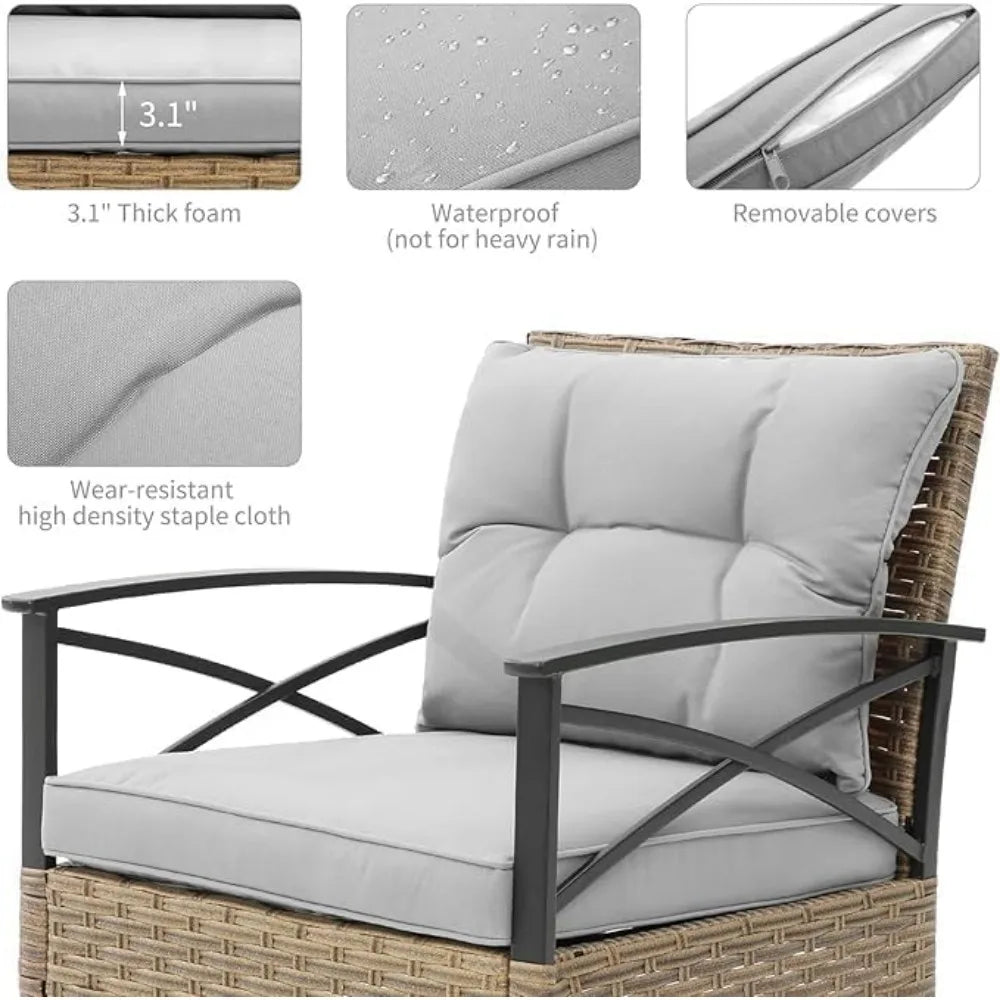 3-Piece Wicker Rocking Patio Set