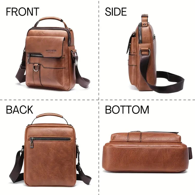 Men’s PU Leather Crossbody Messenger Bag for 9.7" iPad
