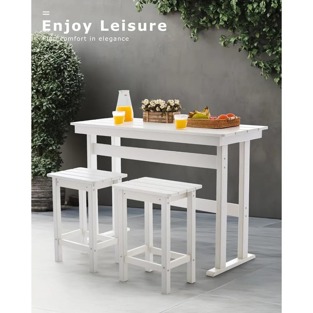 3-Piece HDPE Outdoor Bar Set with High Top Table & 2 Chairs