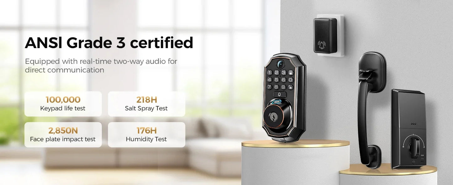 ARPHA D289H 5-in-1 Smart WiFi Door Lock with Camera & Auto-Lock