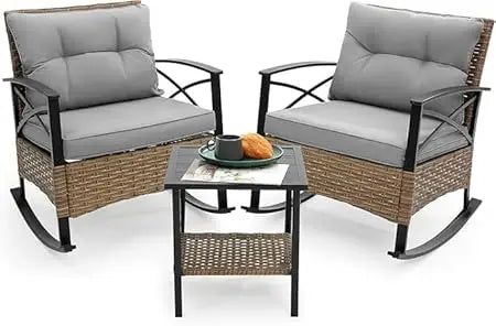 3-Piece Wicker Rocking Patio Set