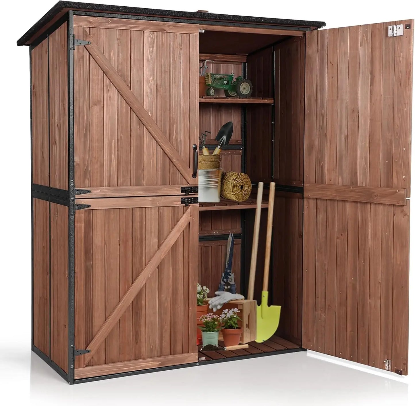 Outdoor Storage Shed with Metal Frame & Wooden Floor