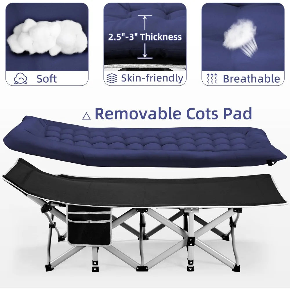 Portable Camping Cot with Thick Mattress