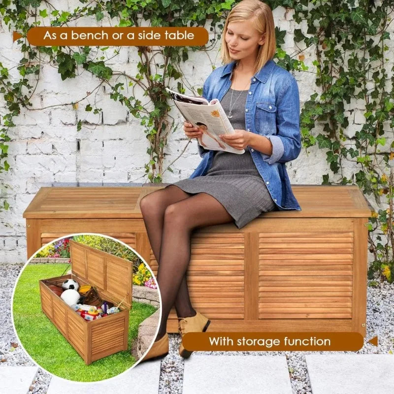 Acacia Wood Deck Box – 46 Gallon Storage Bench