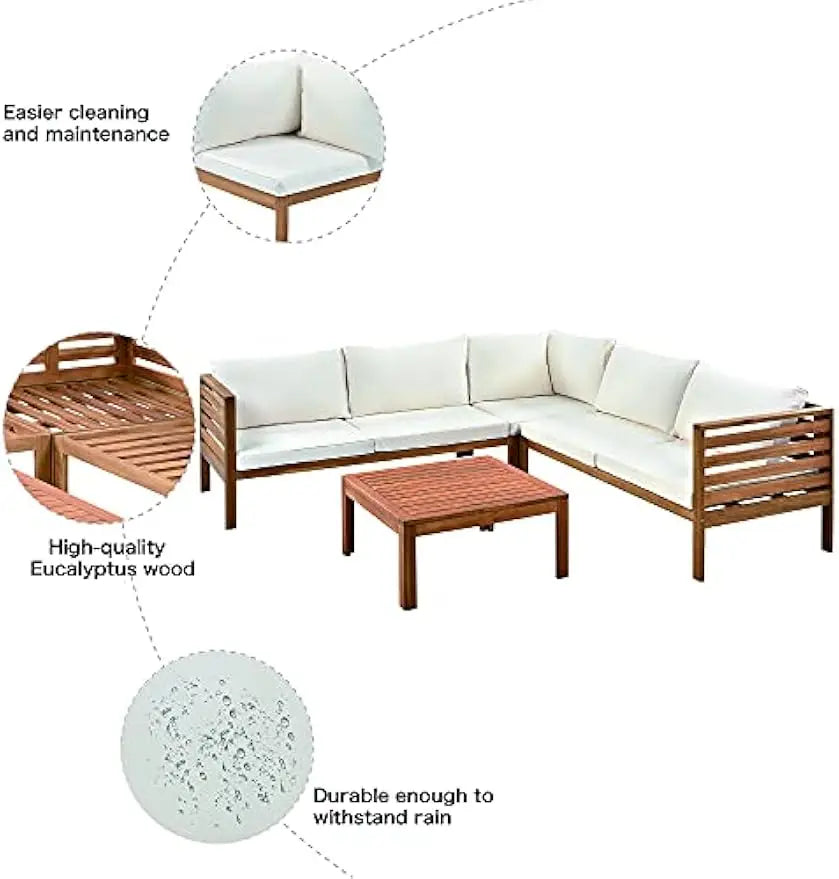 Outdoor L-Shaped Sectional Sofa Set with Coffee Table