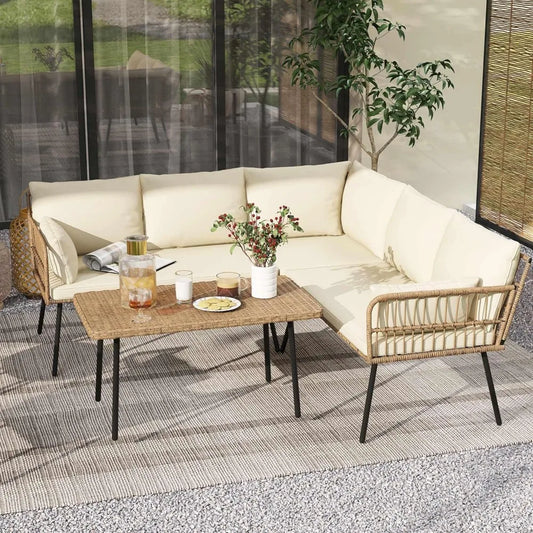 4-Piece Rattan Patio Sectional Set