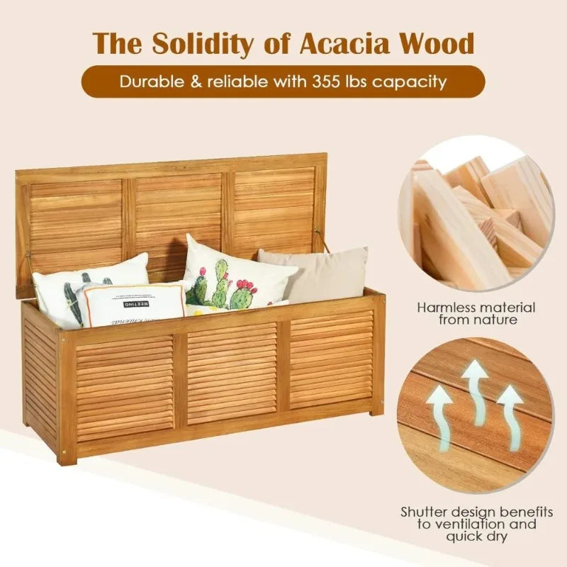 Acacia Wood Deck Box – 46 Gallon Storage Bench