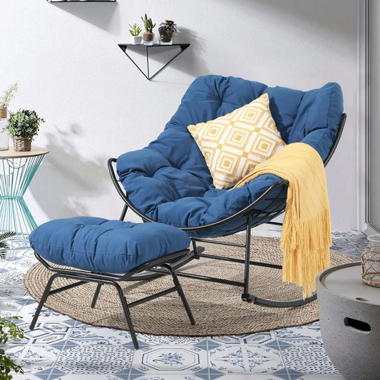 Outdoor Rocking Egg Chair with Ottoman