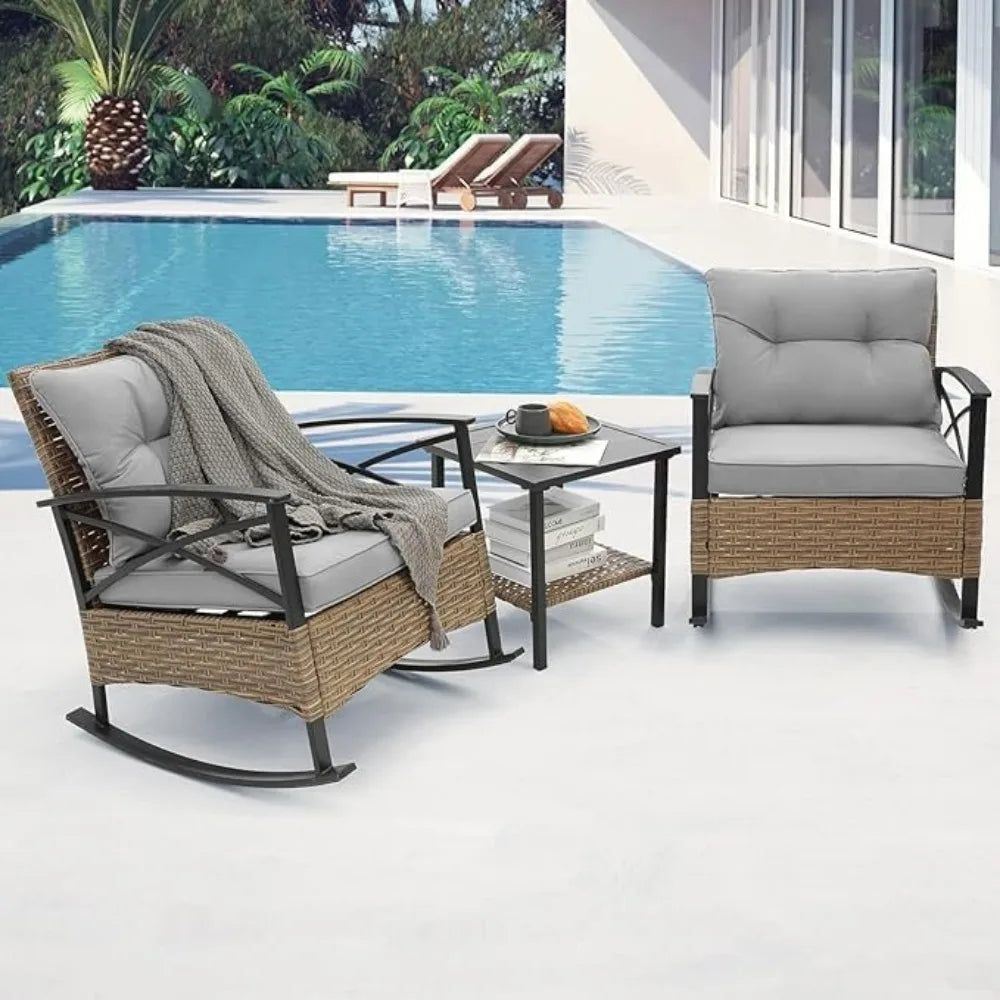 3-Piece Wicker Rocking Patio Set