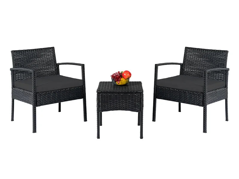 3-Piece Rattan Patio Conversation Set
